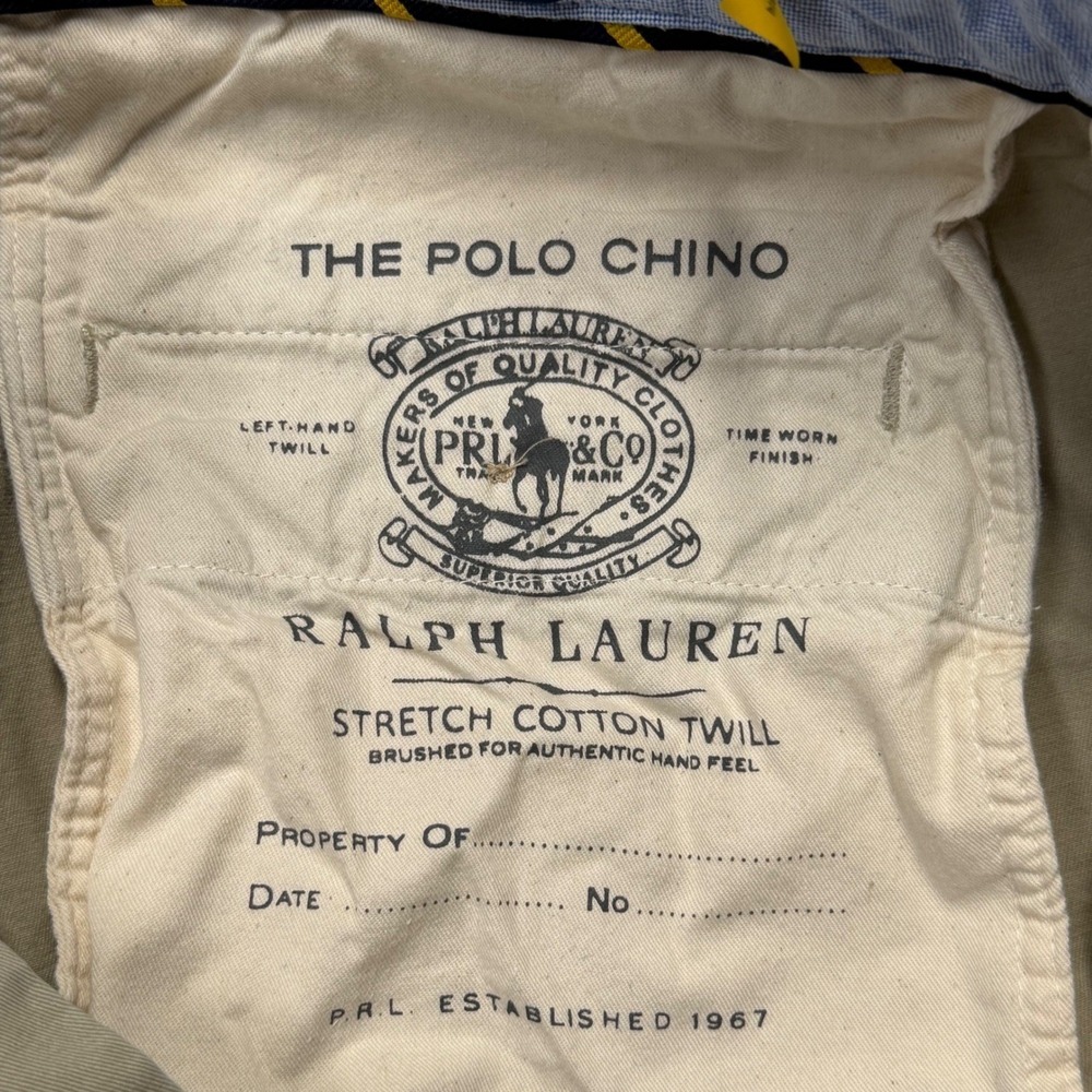 Polo Ralph Lauren Mens Shorts Classic Fit Chino Khaki Stretch 30 Cotton Twill 9" - Picture 4 of 6